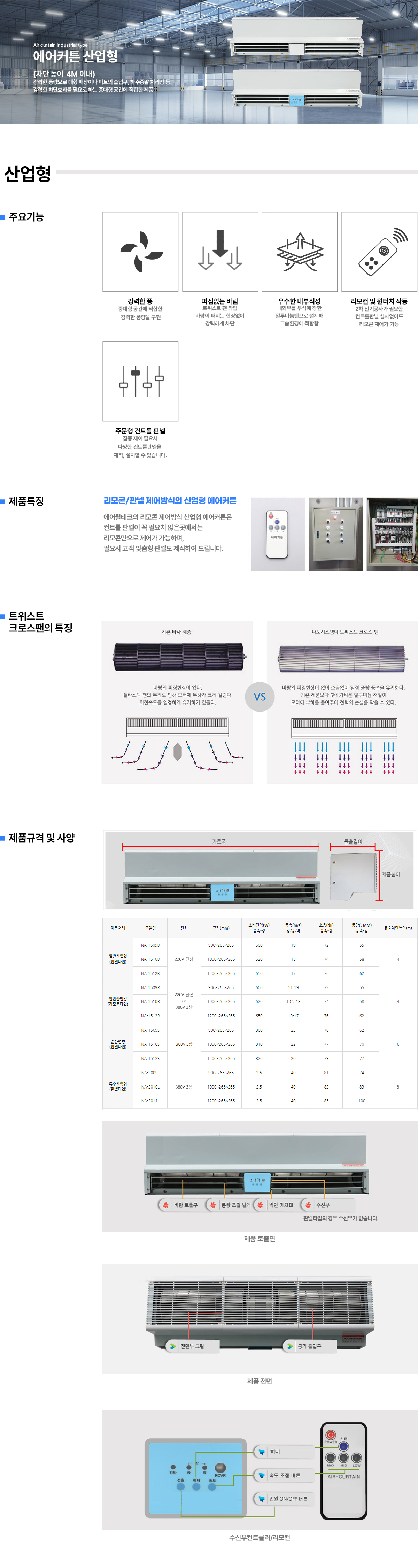 에어월테크 산업형 에어커튼 - 산업형